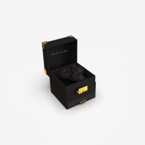 Triple Black Rose in Belleza Box with Drawer